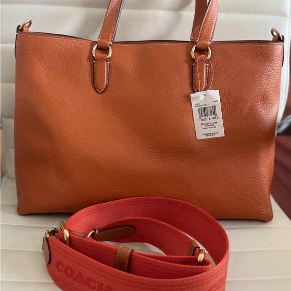 NWT Coach Brown Logan Carryall Tote W/Stripes CH249 - Picture 3 of 8